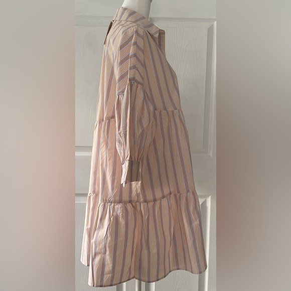 NWT Mango “Gabriela” Striped 100% Cotton Puff Sleeve Dress Size 6 - Picture 8 of 15